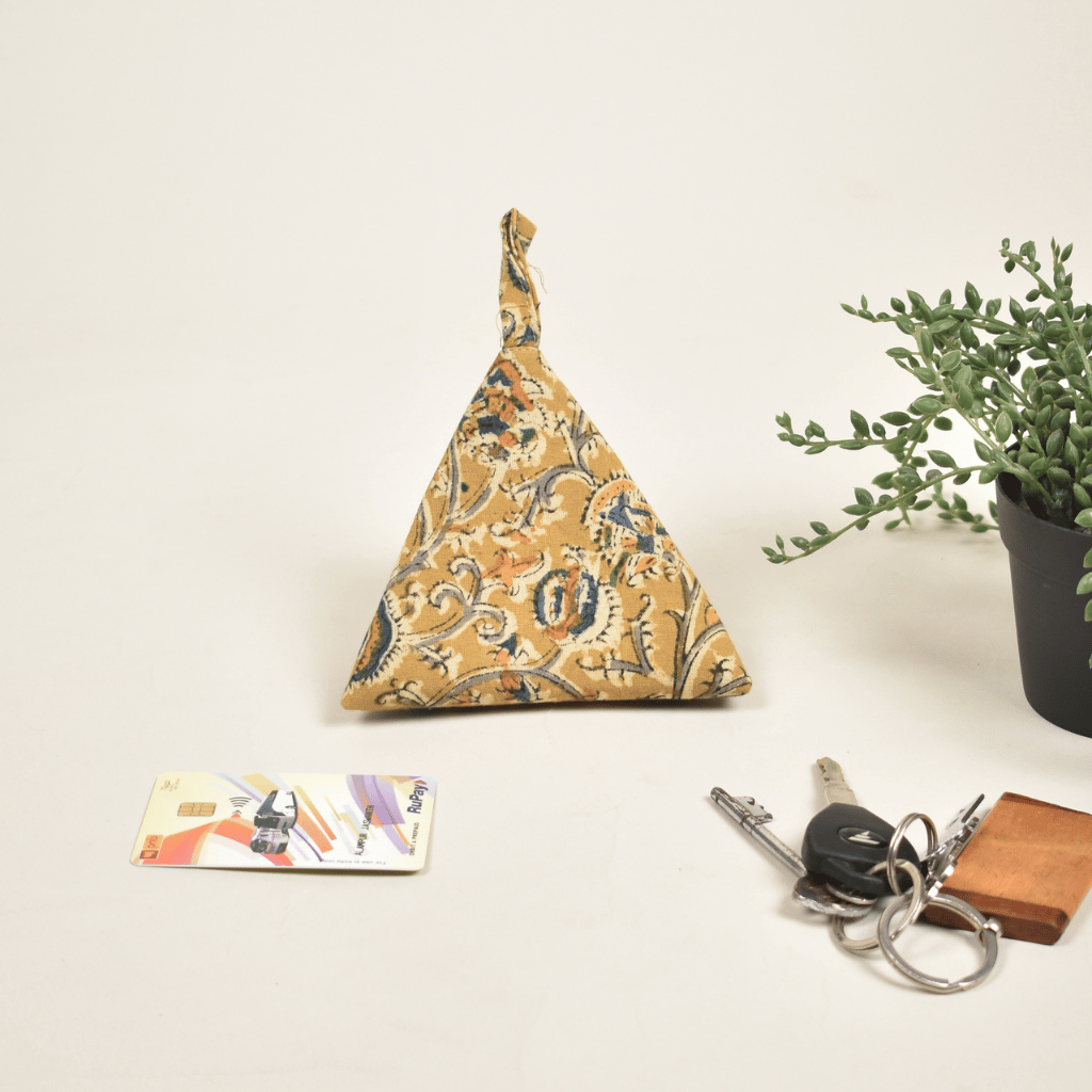 Yellow Kalamkari Small Coin Purse