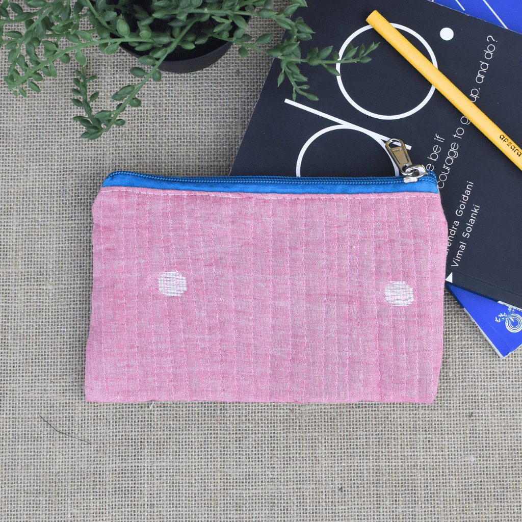 Light pink hand embroidered pouch - back