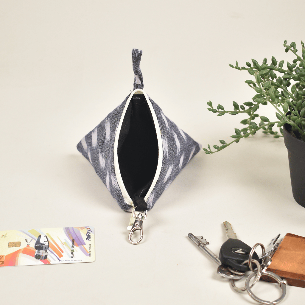 Grey Ikat Small Coin Purse