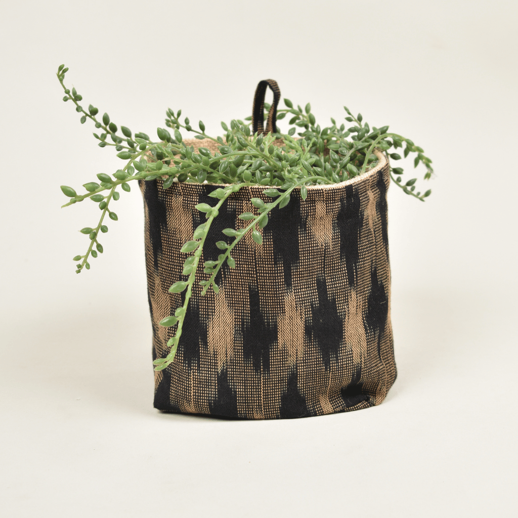 Black Ikat Flower Pot Cover