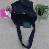 Black canvas tote bag with map embroidery - inside