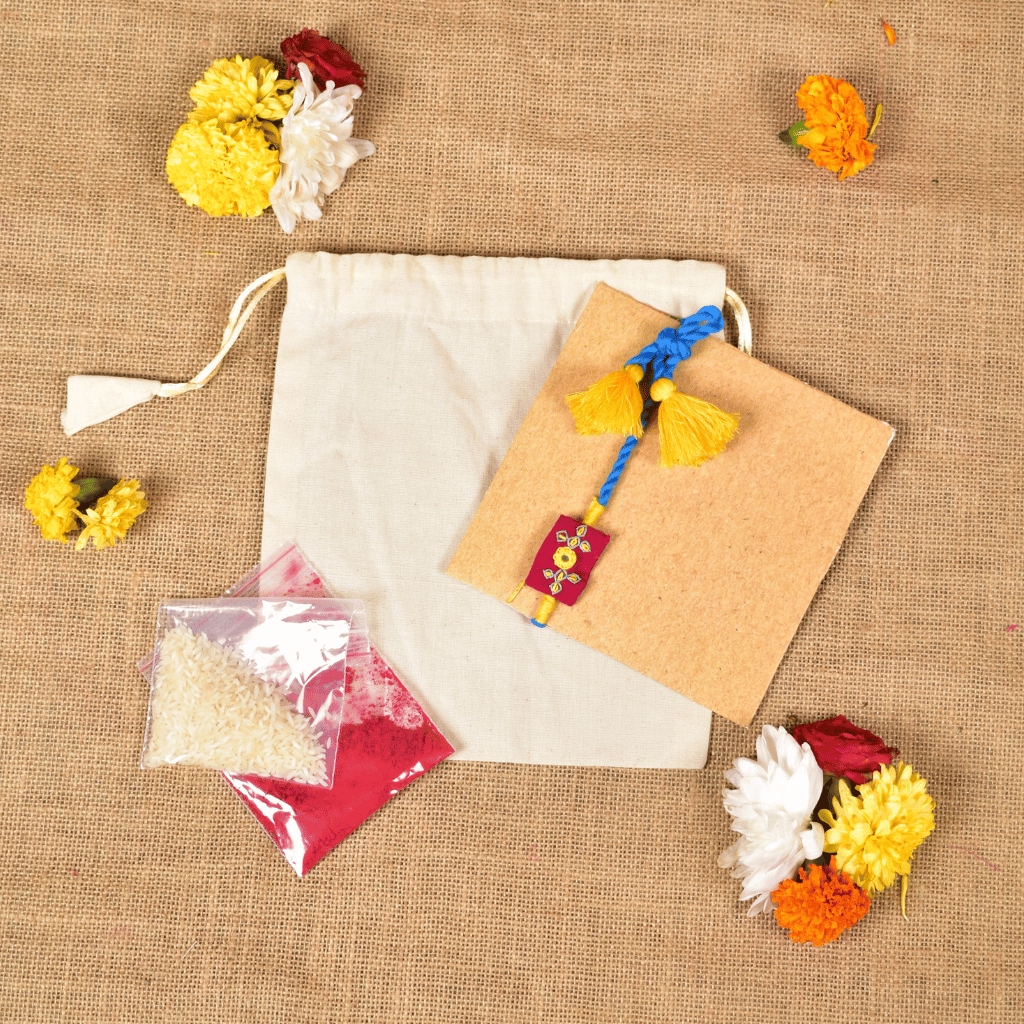 Purple Embroidery Handloom Rakhi