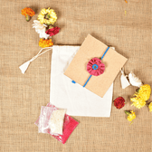 Pink Flower Embroidery Handloom Rakhi