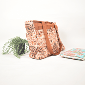 Quilted Rust Kalamkari Purse Bag With Pockets - side