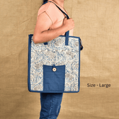 Blue Kalamkari Quilted Tote Bag - Large