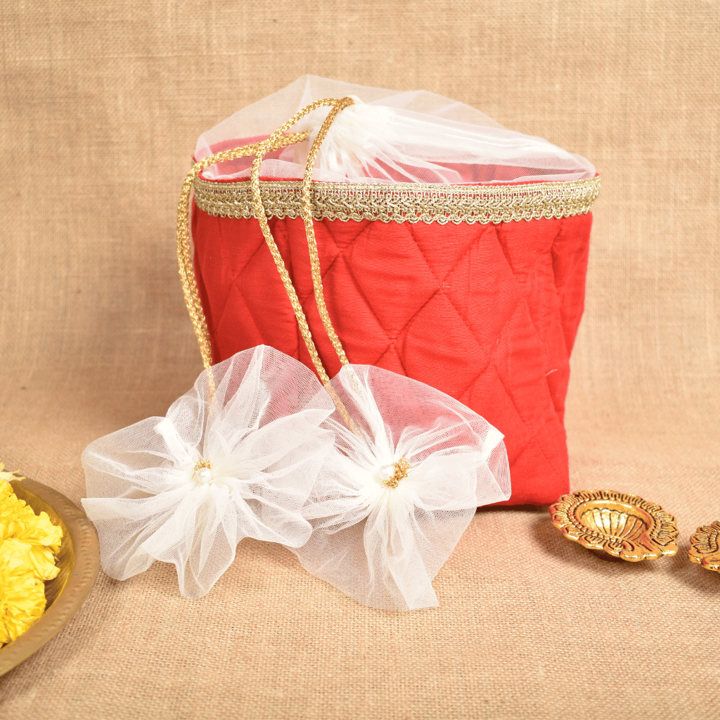 Red Silk Potli Bag | Handmade & Reusable