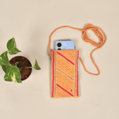 Handcrafted Embroidery yellow cell phone pouch