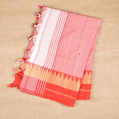 White embroidery handloom saree - front