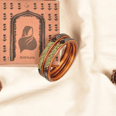 Pair of green & gold 3 line lac bangles - Hyderabad