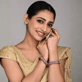 Pair of broad bangles in blue and white tones - Hyderabad