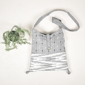 Grey Ikat sling bag with hand embroidery - sling