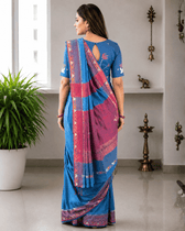 Sky Blue Cotton Saree with Hand Embroidery