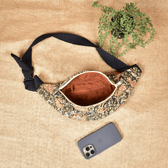 Fanny Bag or Waist Bag in Green Kalamkari - inside