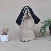 Black kalamkari and jute lunch bag