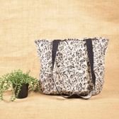 Black kalamkari quilted flat bag - back