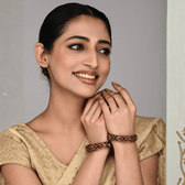 Pair of Broad Lac bangles in Maroon & Pink Tones - Lac