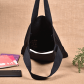 Black Canvas Tote Bag with Embroidered Paw & Heart Design - inside