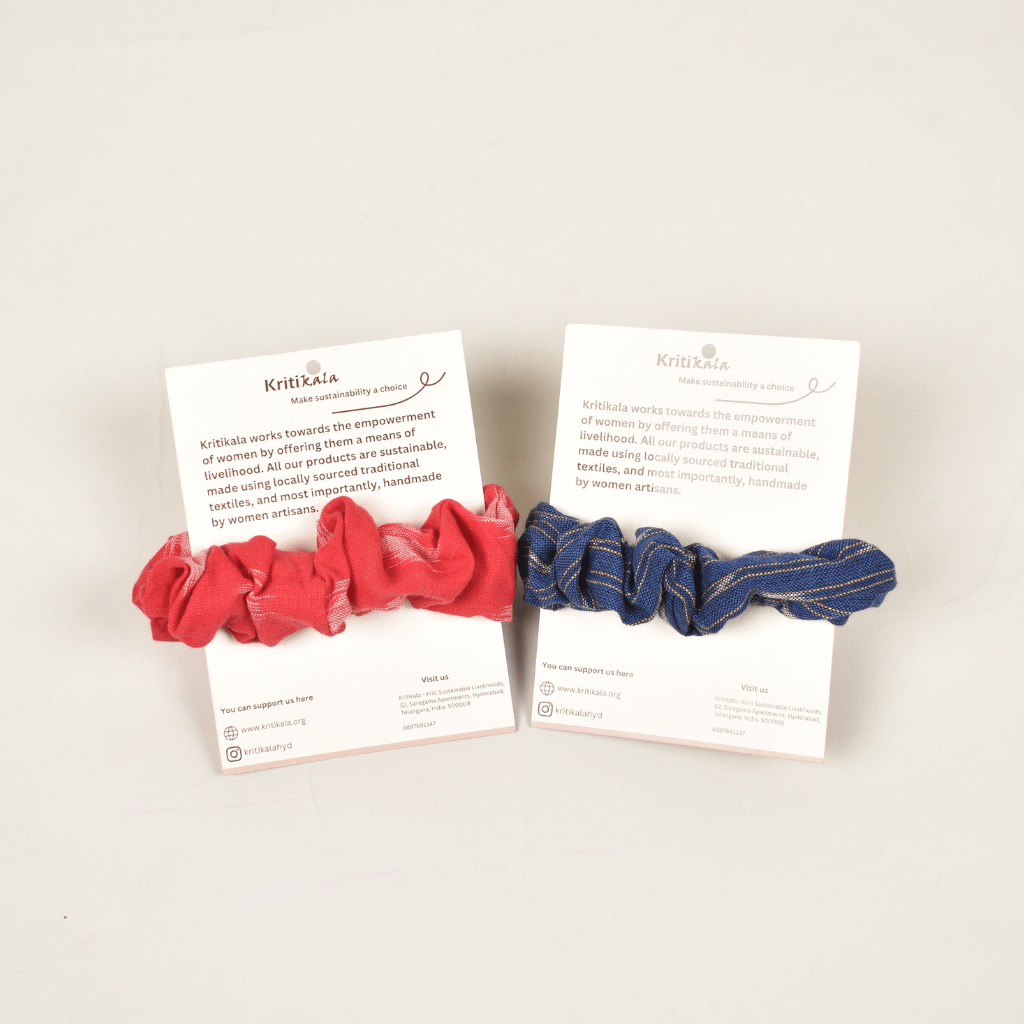 Red & Blue Ikat Scrunchies