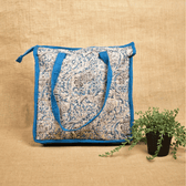 Sky Blue Kalamkari Quilted Tote Bag - back