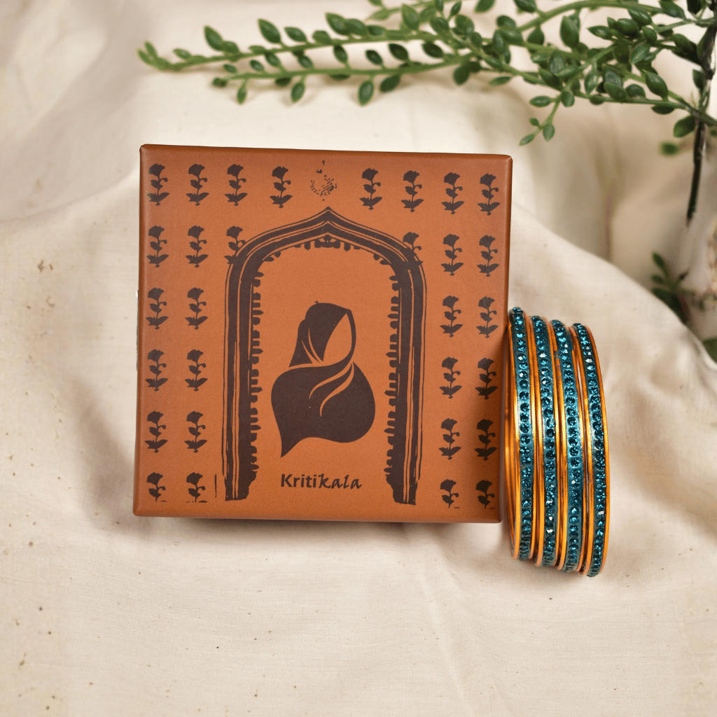 Blue-Tone Single Line Lac Bangles Set - Kritikala