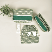 Green ikat travel Toiletry bag - shoe pockets