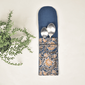 Blue kalamkari cutlery pouch - inside