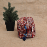 Red kalamkari travel cosmetic bag - tassel