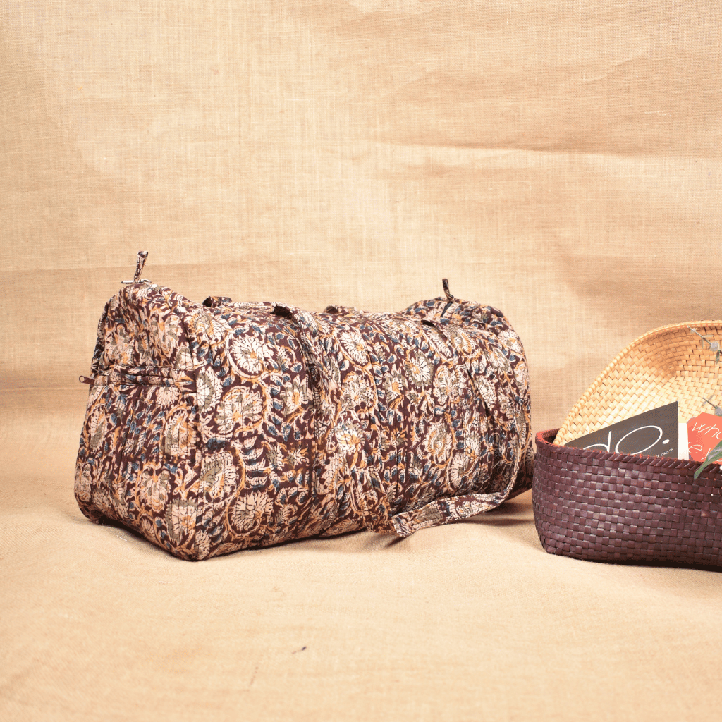 Maroon Kalamkari Duffel Bag - side