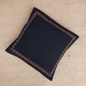 Black Embroidered Mangalagiri Cotton Cushion Cover – 16 x 16 Inches