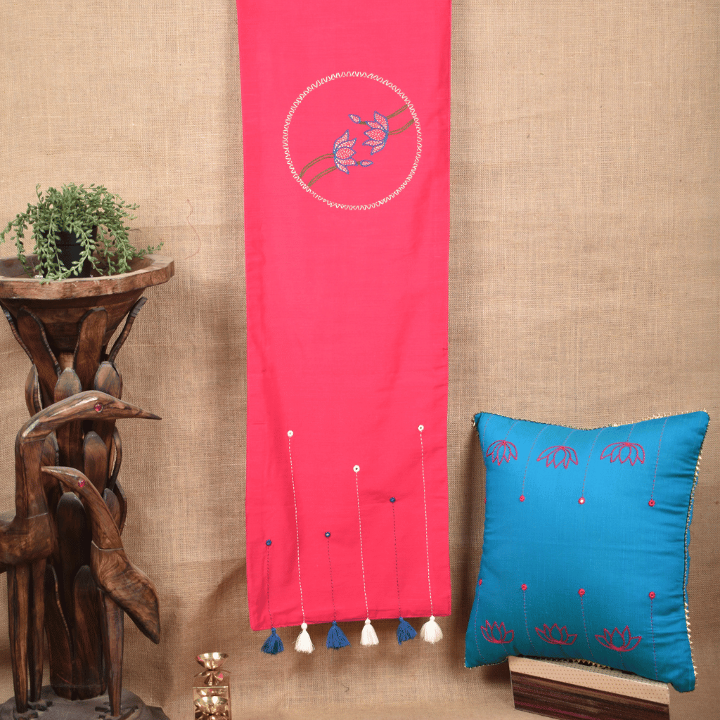 Handmade Diwali Gift Hamper with Silk Table Runner & Cushion Covers