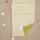Green & cream Silk reversible festive table runner - back