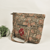 Quilted Green Kalamkari Large Tote Bag - side