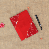 Silk handmade paper diary and embroidery cover - red