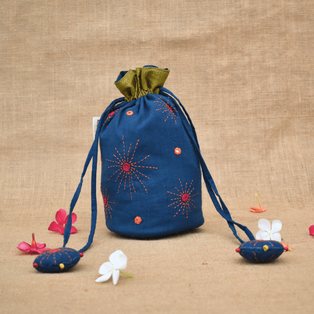 Festive blue potli bag – Kritikala