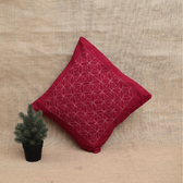 Maroon Geometric Embroidered Cotton Cushion Cover – 16 x 16 Inches