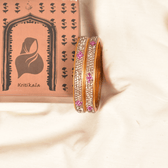 Pair of golden 3 line stoned lac bangles - Hyderabad