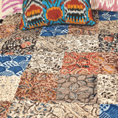 Kalamkari patchwork double bedcover in black