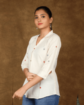 White Embroidery women top - side