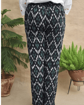 Black Ikat cotton pants with two pockets