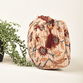 Cream kalamkari travel pouch - tassel