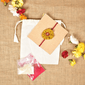 Yellow Flower Embroidery Handloom Rakhi