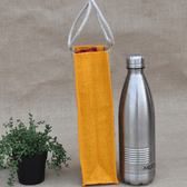Yellow jute bottle bag - side