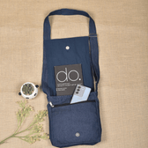 Denim sling bag with embroidery - flap