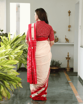 White Cotton Saree With Hand Embroidery