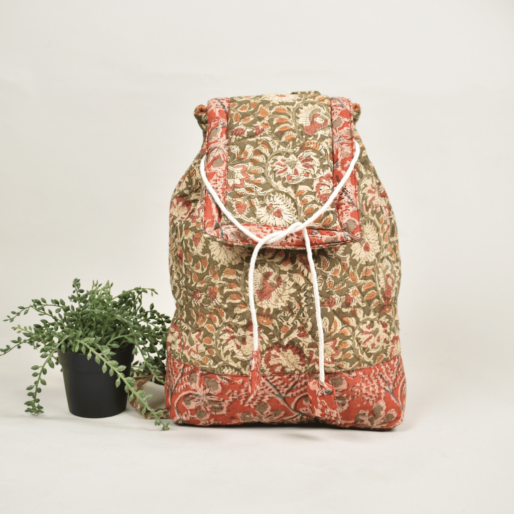 Red Kalamkari Backpack