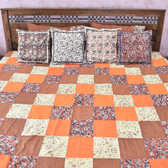 Kalamkari Patchwork Double Bedcover in Rust