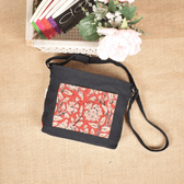 Canvas Purse With Red Kalamkari Fabric - pockets