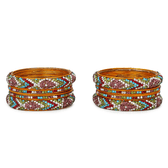 Set of eight bangles in gold & white tones - Hyderabad