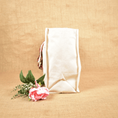 Strong White canvas shopping bag with Kalamkari Handle 