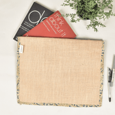 Jute slip folder with yellow kalamkari borders - back